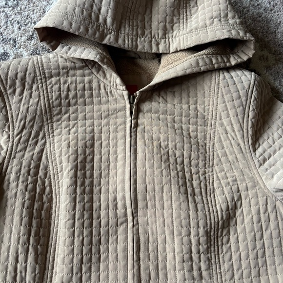 Esprit Women’s Quilted Hooded Coat Beige Long Jacket Size L Warm Outerwear - Picture 5 of 16